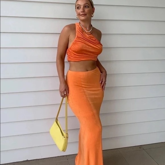 PRINCESS POLLY The Goddess Crop Top Orange - Picture 1 of 7